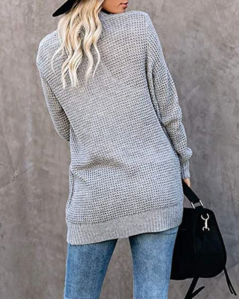 Women's Oversized Chunky Knit Open Front Cardigan Pockets