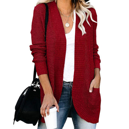 Women's Chunky Knit Open Front Cardigan with Pockets