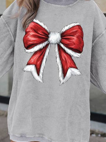 Christmas Big Bow Graphic Pullover Sweatshirt