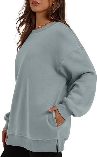 Oversized Crewneck Fleece Sweatshirt - Cozy Pullover Top