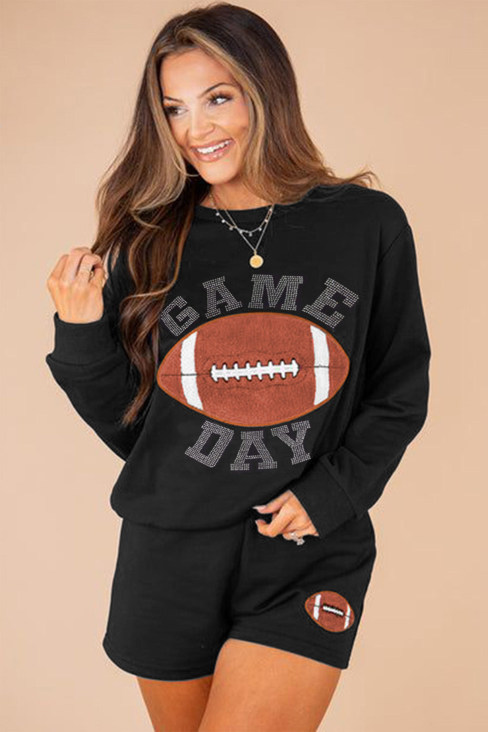 Game Day Football Graphic Pullover Shorts Lounge Set