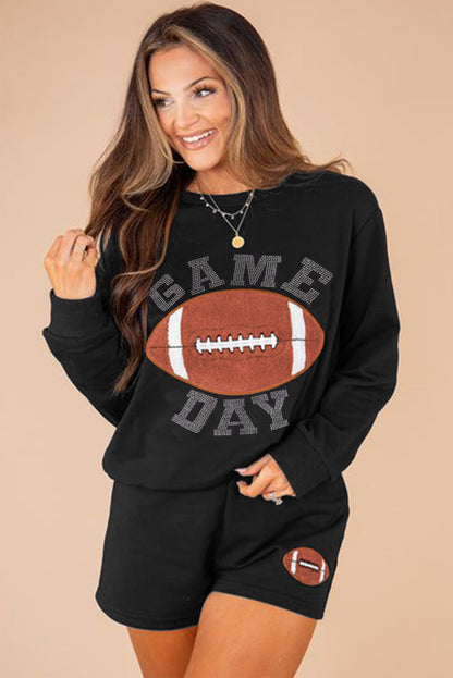 Game Day Football Graphic Pullover Shorts Lounge Set