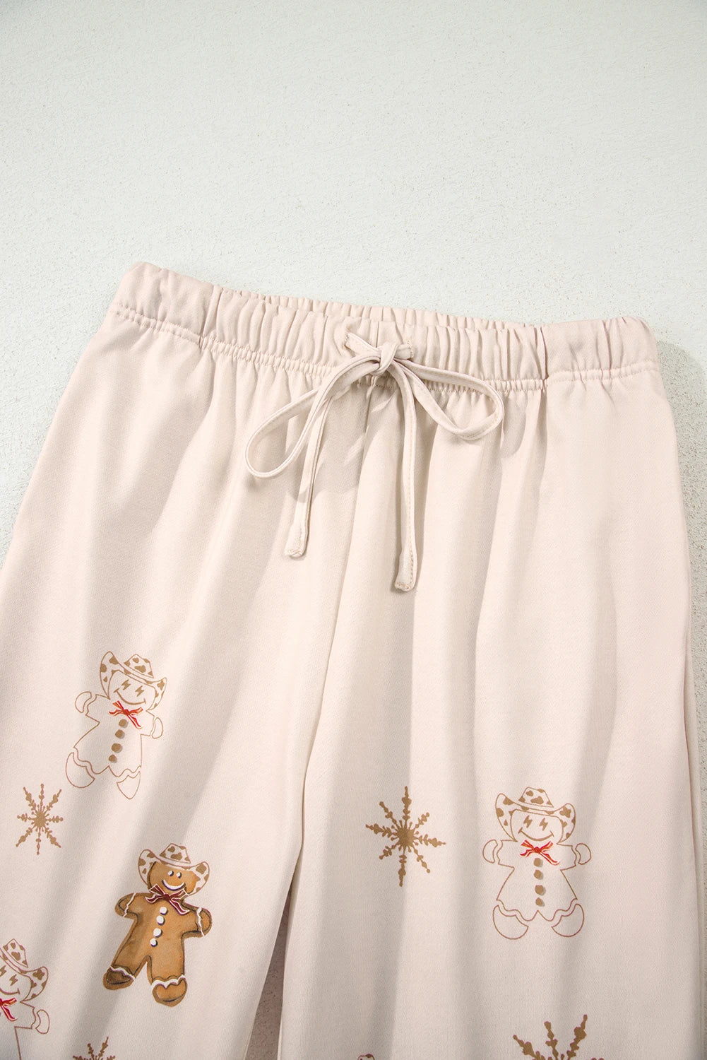 Beige Print Christmas 2pcs Lounge Set for Women