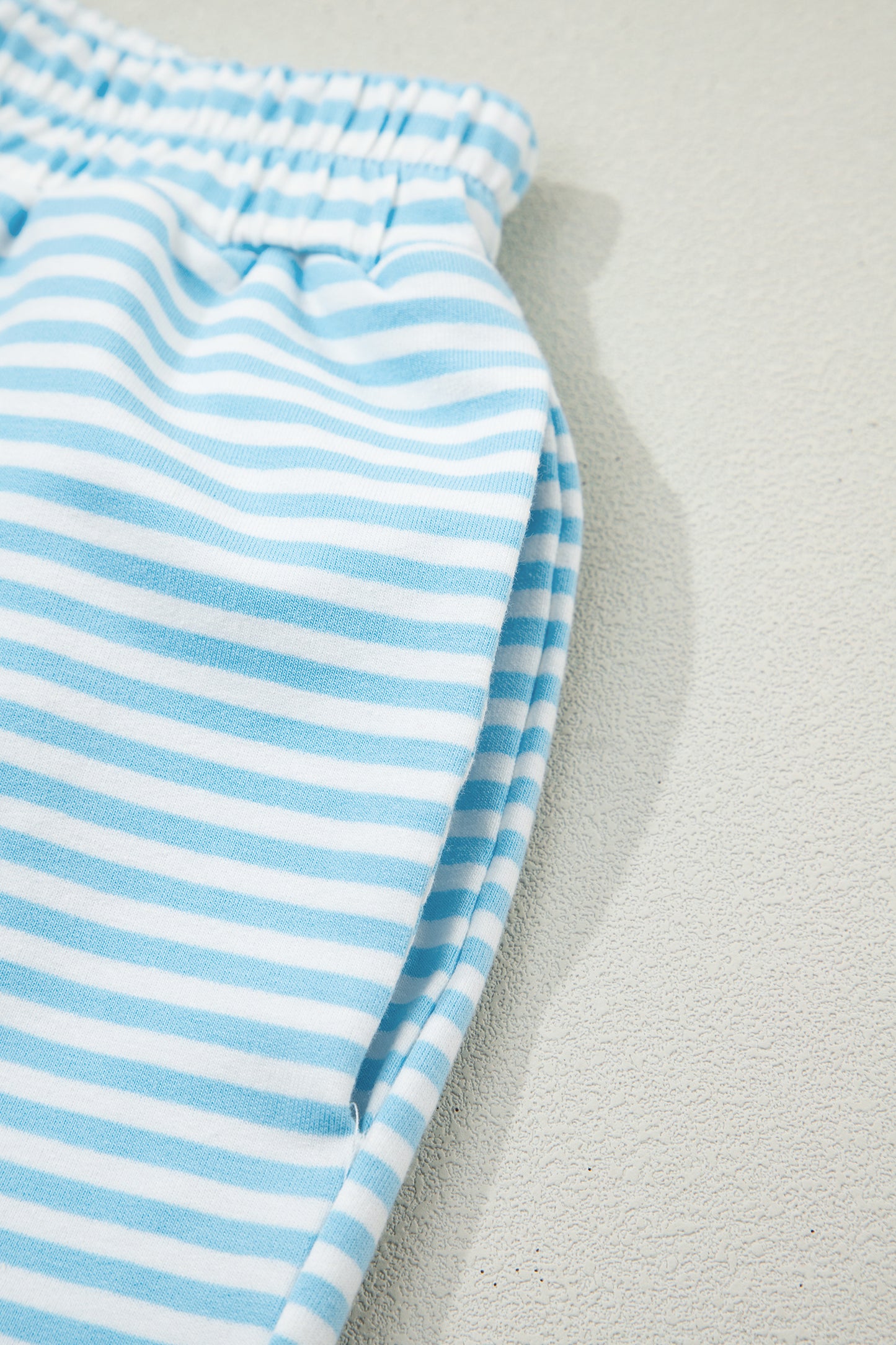 Pink Stripe Oversized Mock Neck Sweatshirt Shorts Set