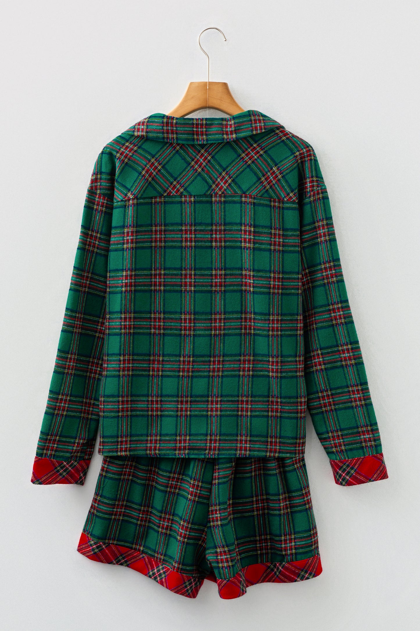 Plaid Pajama Set – Long Sleeve & Shorts