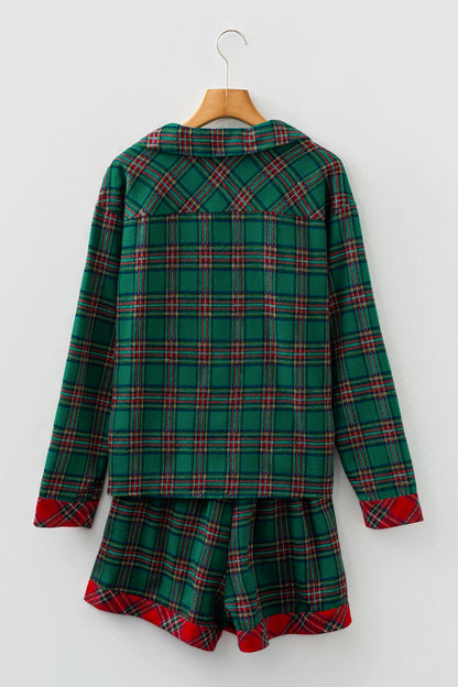 Plaid Pajama Set – Long Sleeve & Shorts