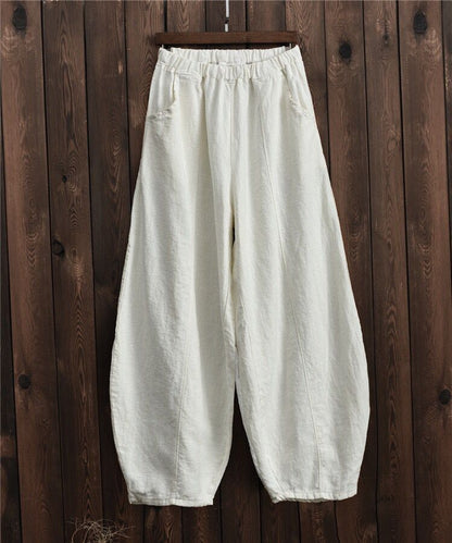 Women's Cotton Linen Harem Pants Plus Size High Waist