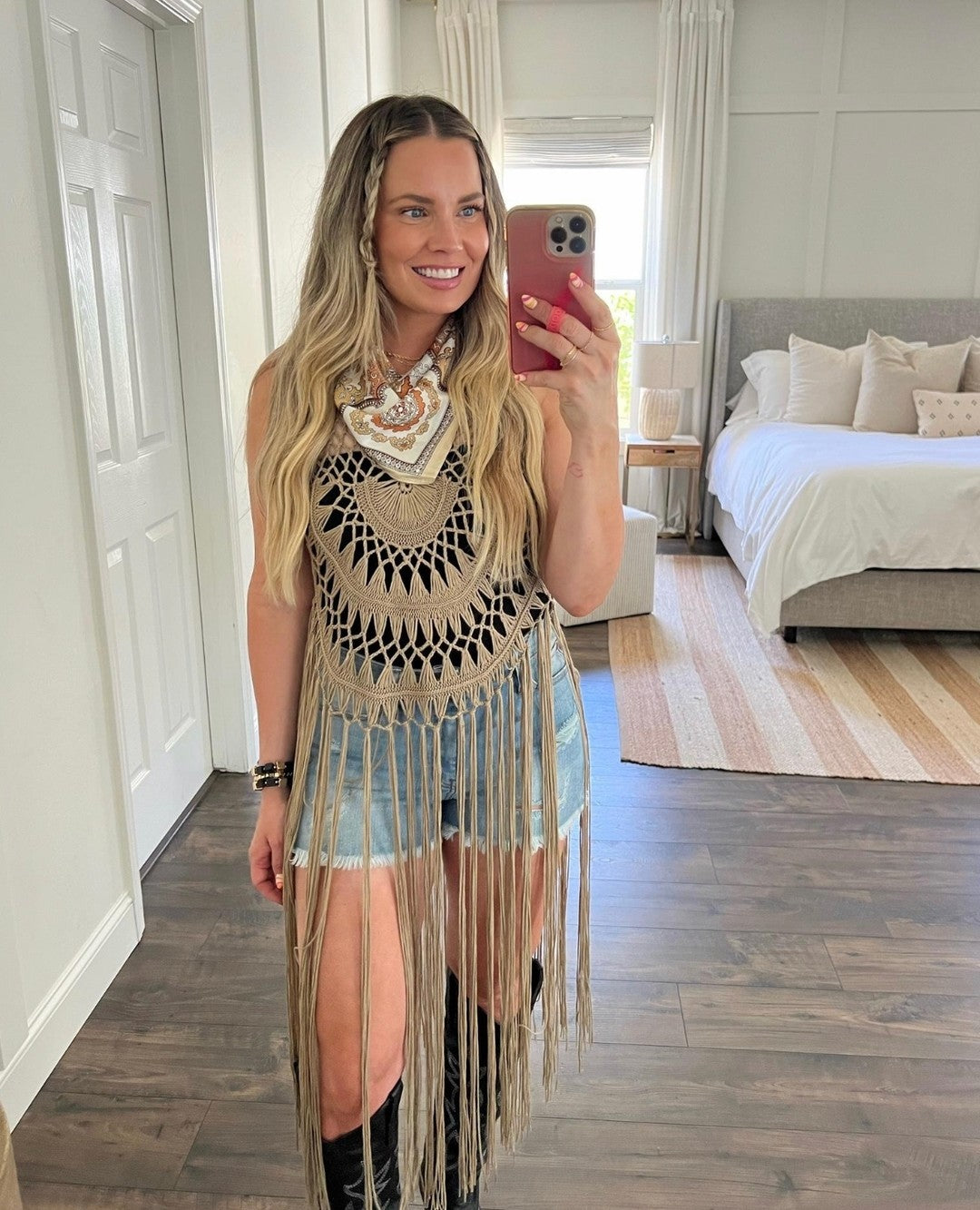 Boho Crochet Fringe Beach Cover Up Dress Swimsuit Resort Wear