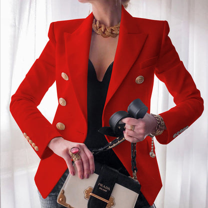 Cropped Double Breasted Blazer Jacket Tailored Fit