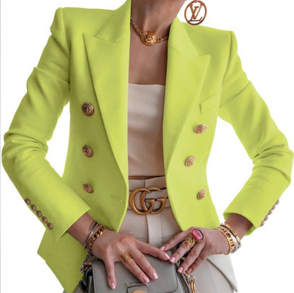 Cropped Double Breasted Blazer Jacket Tailored Fit