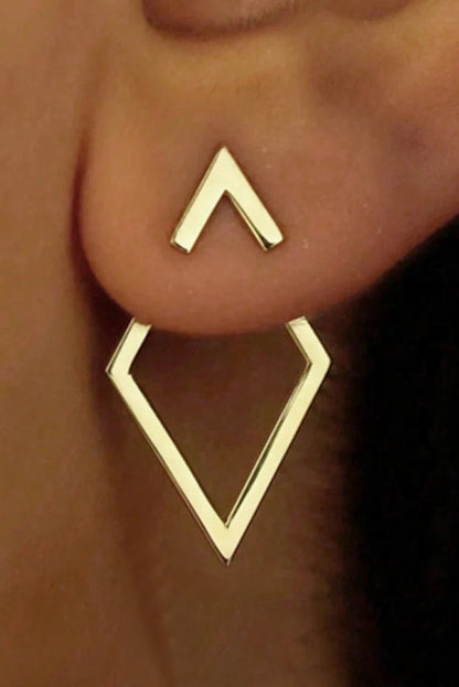 Gold Geometric Diamond Drop Stud Earrings