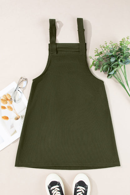 Sleeveless Corduroy Jumper Dress with Utility Pockets