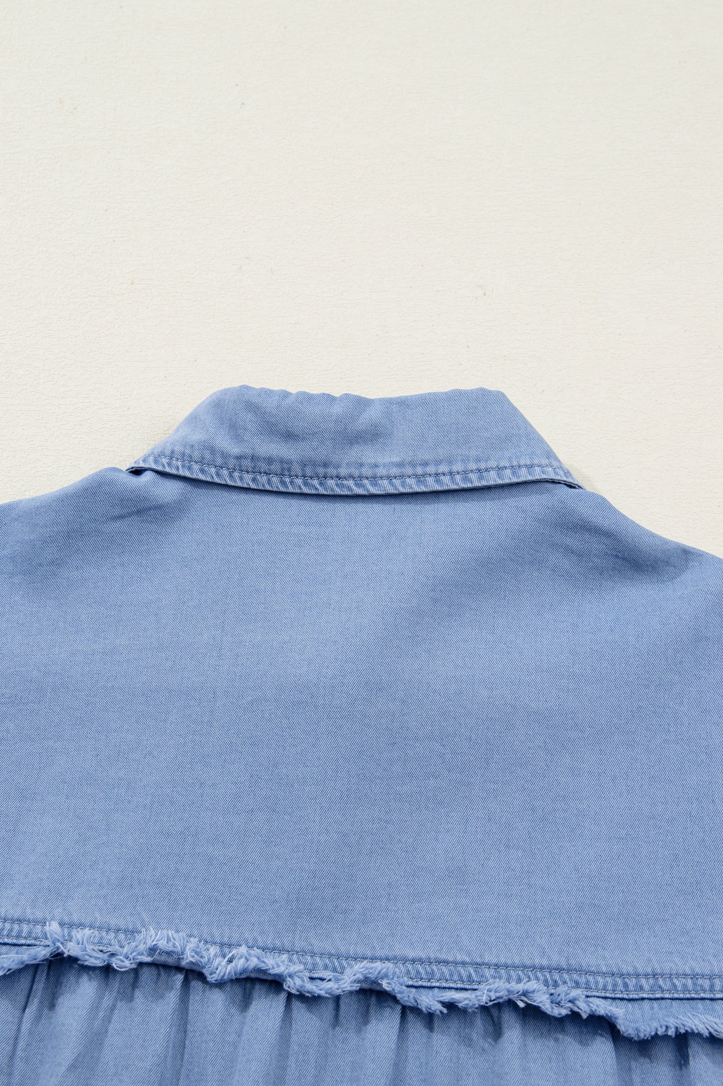 Washed Chambray Drop Shoulder Bracelet Sleeve Shirt