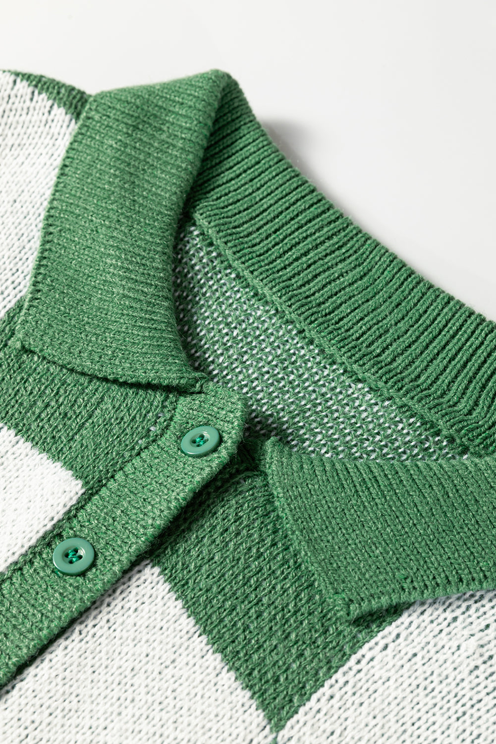 Checkered Polo Collar Loose Knit Sweater