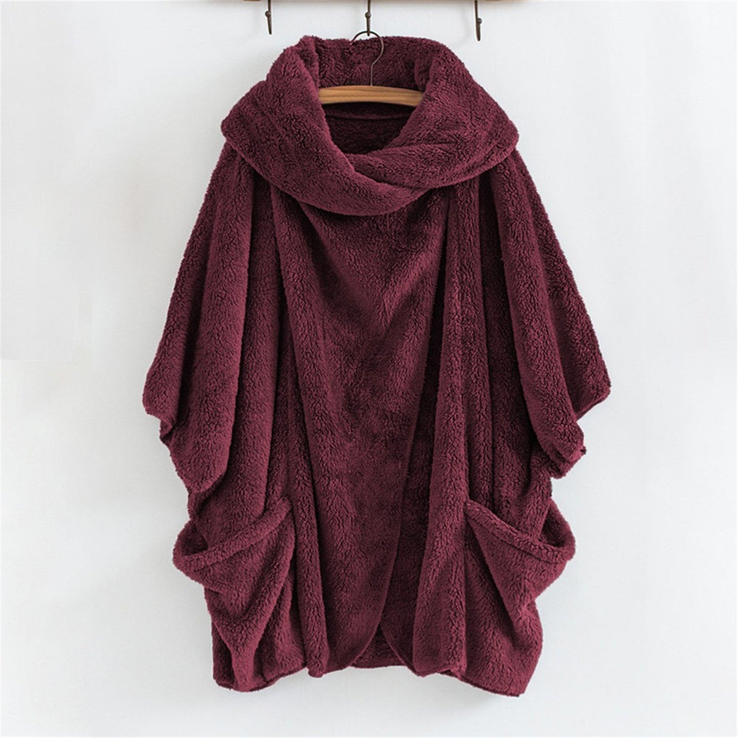 Women's Oversized Sherpa Jacket Batwing Sleeve Fuzzy Coat