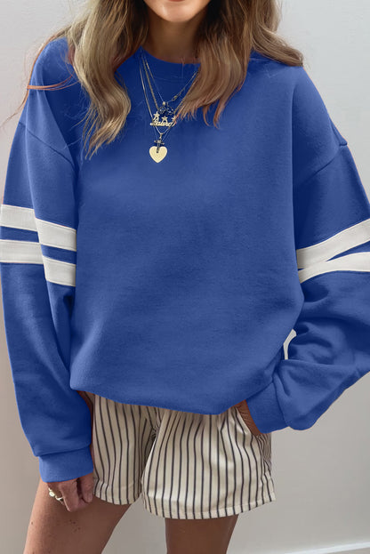 Varsity Stripe Drop Shoulder Oversized Women’s Sweatshirt