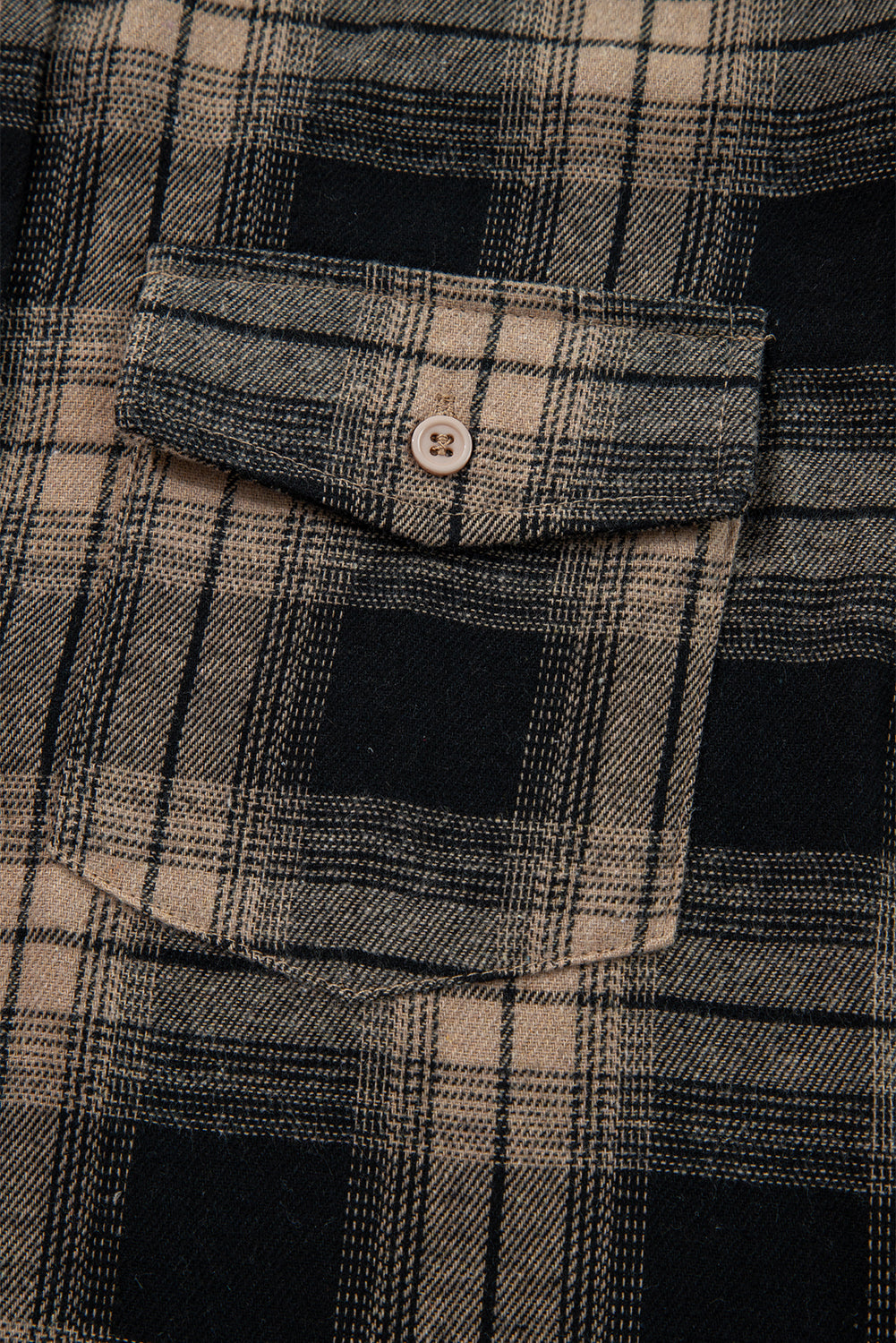 Retro Plaid Brushed Shacket with Double Flap Pockets