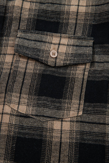 Retro Plaid Brushed Shacket with Double Flap Pockets