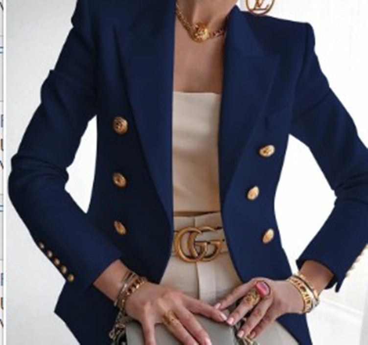 Cropped Double Breasted Blazer Jacket Tailored Fit
