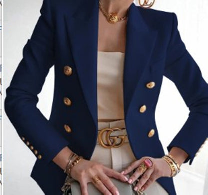 Cropped Double Breasted Blazer Jacket Tailored Fit