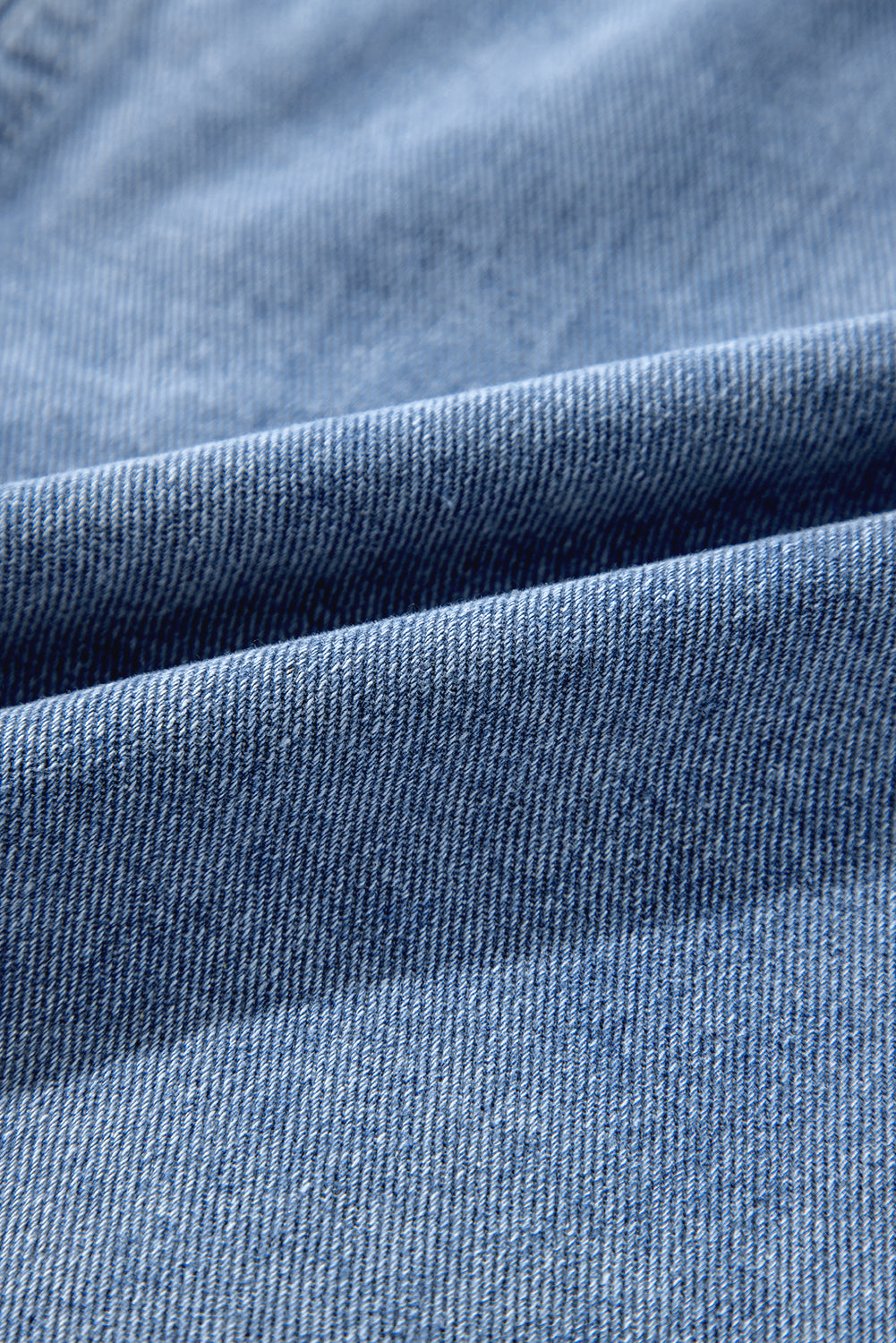 Beau Blue Ruffle Raw Hem Flap Pocket Denim Jacket