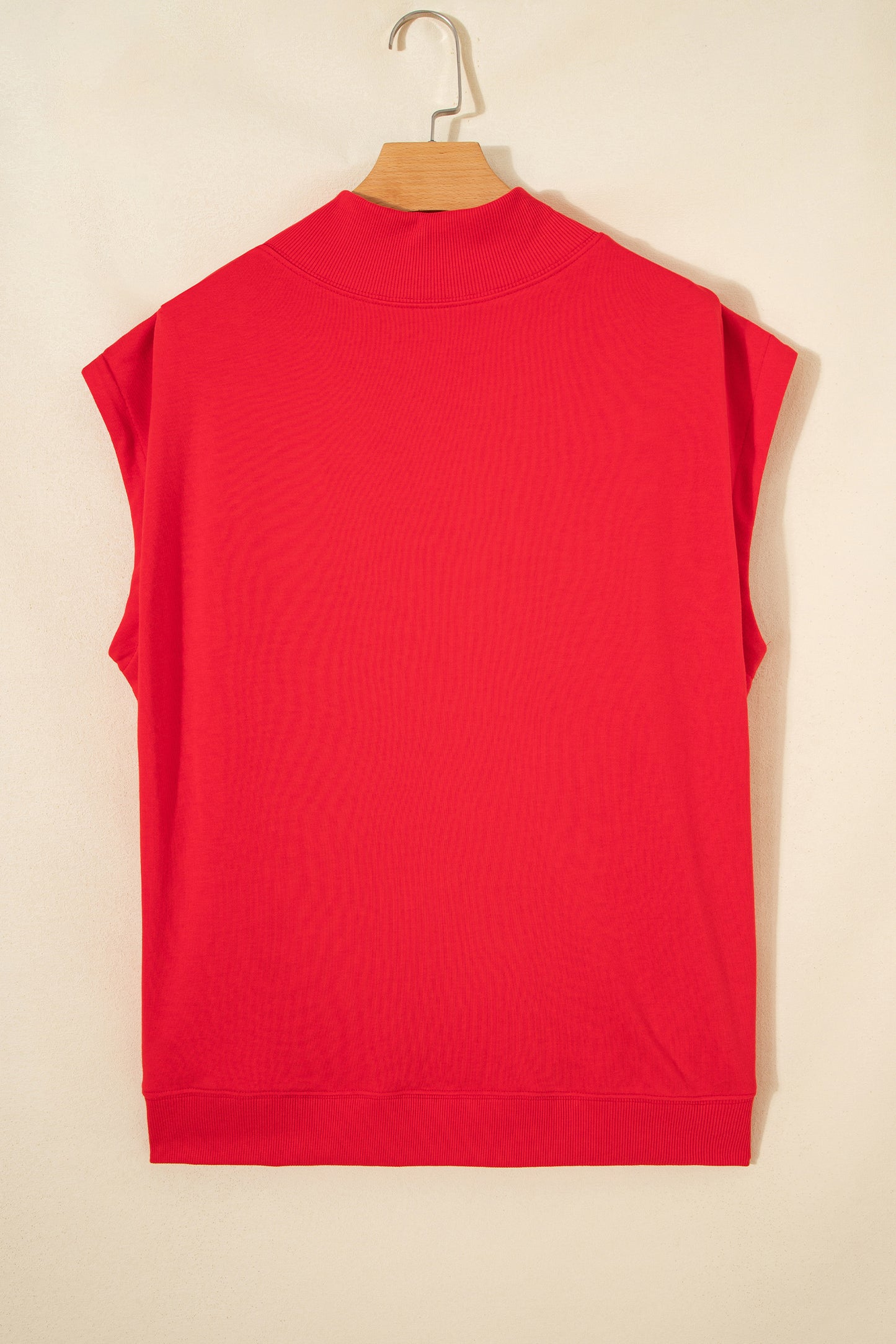 High Neck Cap Sleeve Loose Casual Top