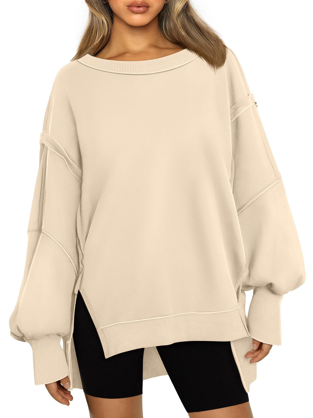 Oversized Drop Shoulder Sweatshirt - Pullover Top