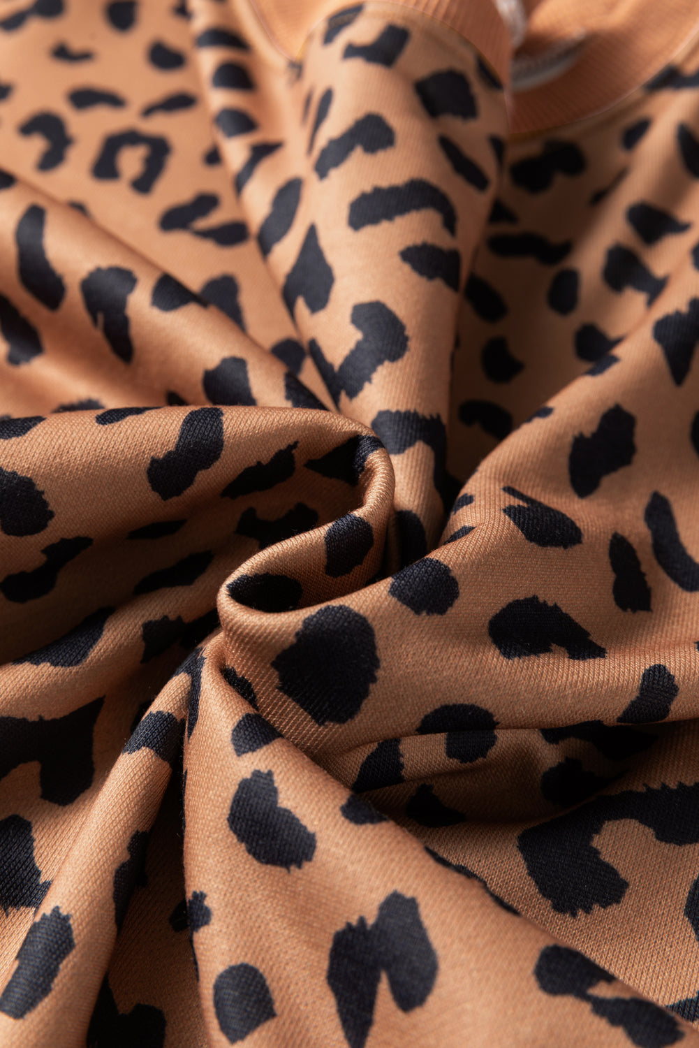 Khaki Stripe Colorblock Leopard Oversized Sweatshirt