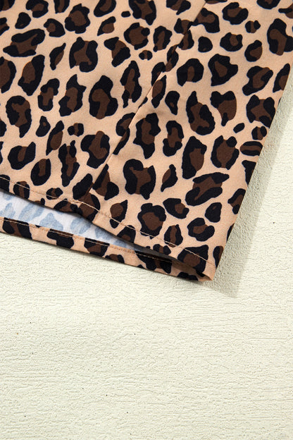 Leopard Print Ruffle Strap Tank Top Loose Babydoll