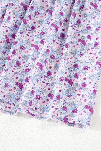 Purple Floral Off Shoulder Smocked Maxi Dress