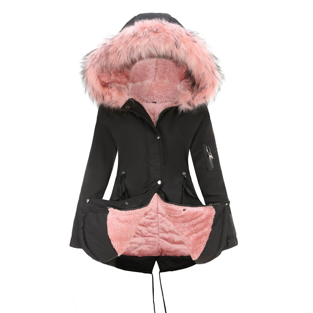 Women's Faux Fur Hooded Parka Thick Fleece Lined Coat