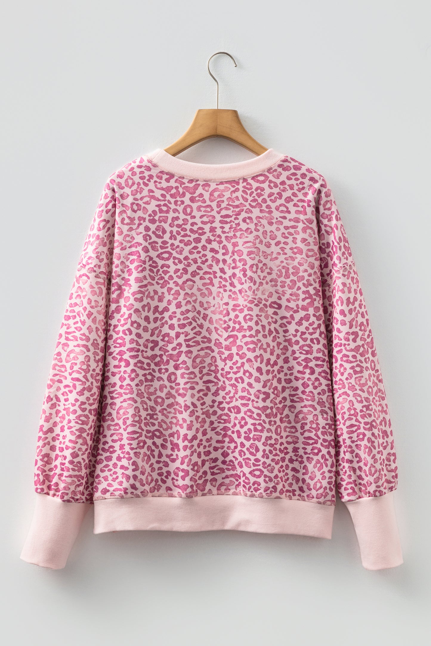 Leopard Print Long Sleeve Crew Neck Casual Sweatshirt