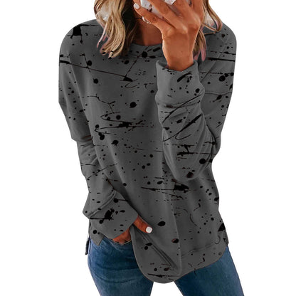 Women's Casual Graphic Long Sleeve Loose Crew Neck Top