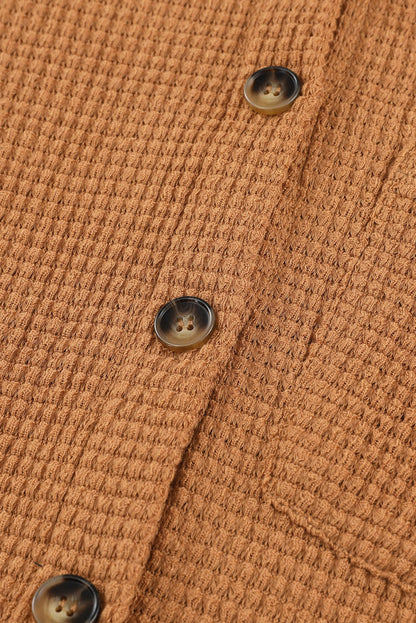 Waffle Knit Button-Up Oversized Casual Shirt