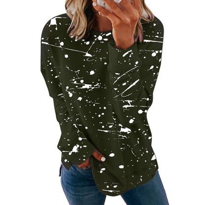 Women's Splatter Print Long Sleeve Loose Fit Casual Top