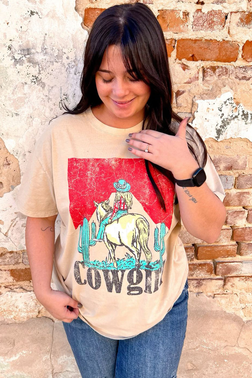 Cowgirl Western Graphic Tee Vintage Rodeo Print T Shirt