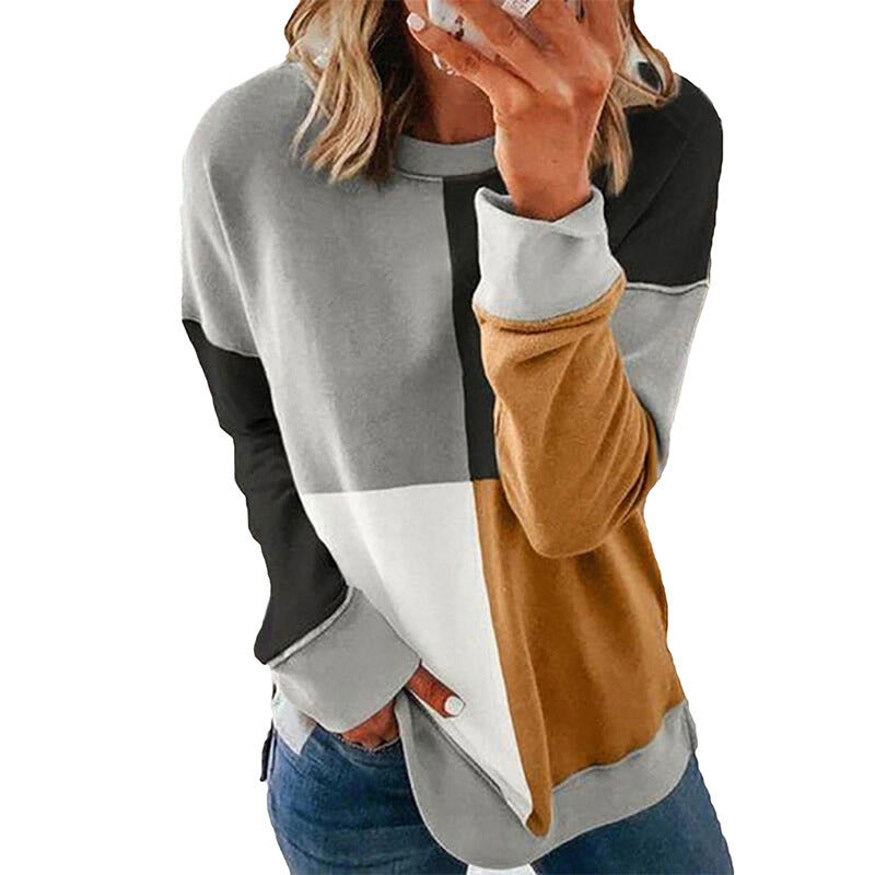 Women's Casual Graphic Long Sleeve Loose Crew Neck Top