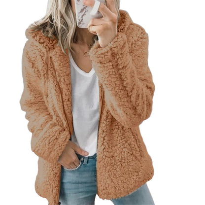 Women's Sherpa Fleece Hooded Jacket Zip Up Coat