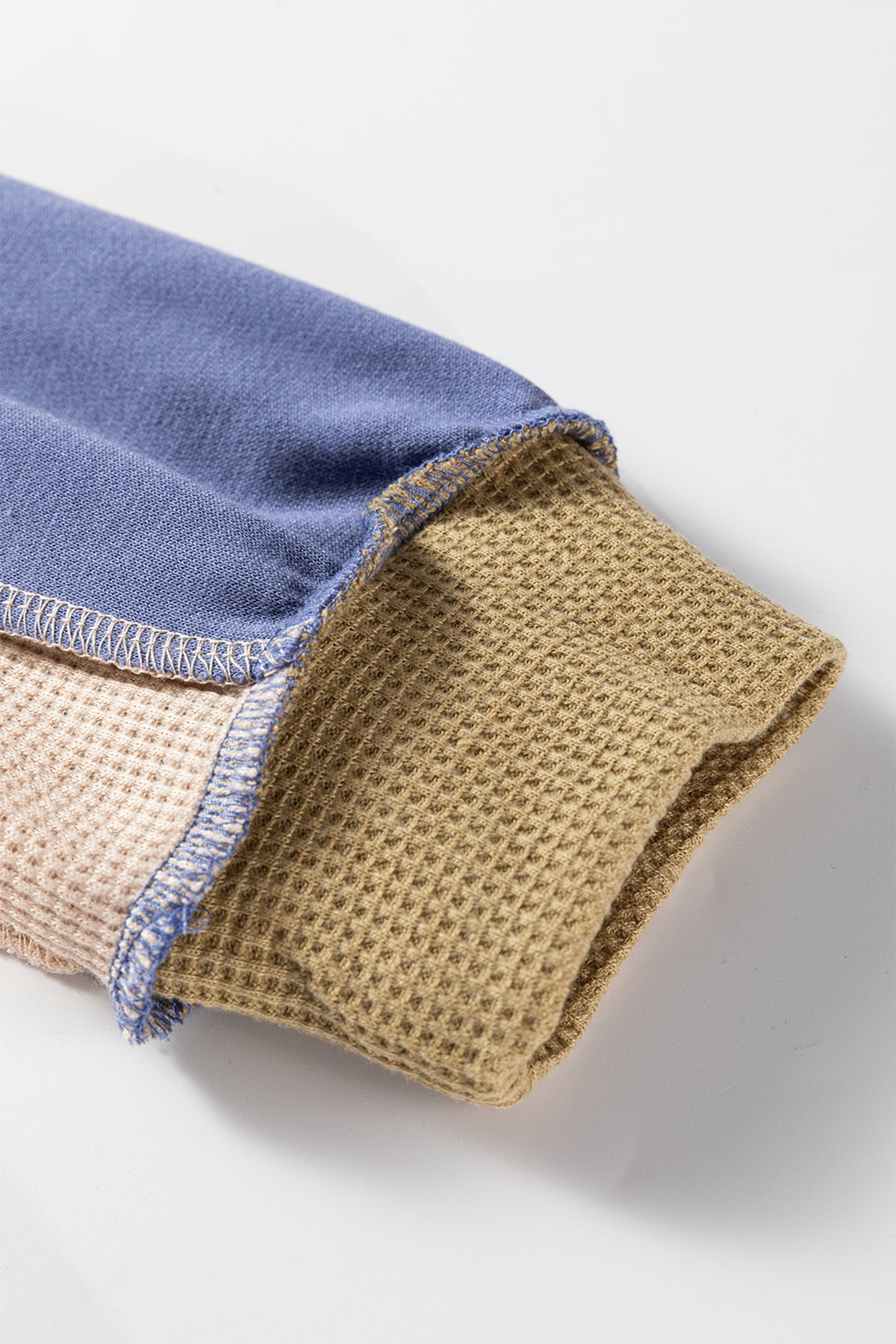 Color Block Patchwork Waffle Knit Oversized Sweatshirt
