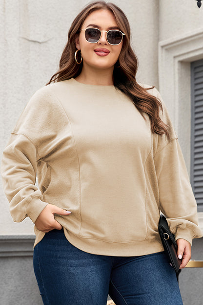 Loose Patchwork Crewneck Plus Size Sweatshirt