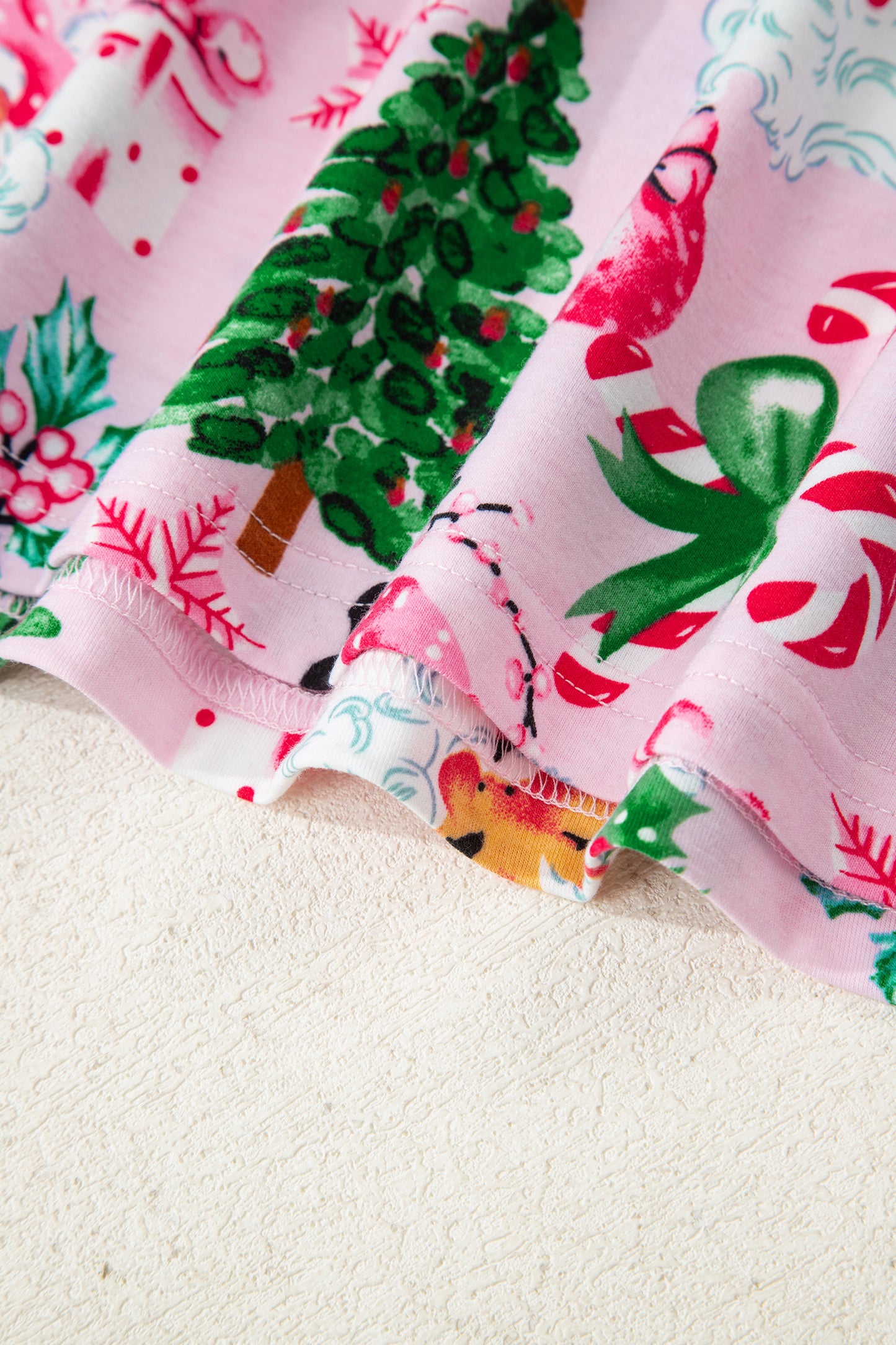 Christmas Tree Print Button Lounge Set for Women 2pcs