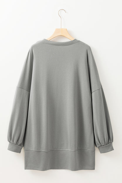 Sequin Happy Halloween Graphic Notched Neck Top