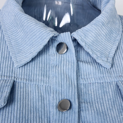 Trendy Lantern Sleeve Corduroy Jacket for Fall & Winter