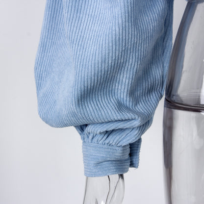 Trendy Lantern Sleeve Corduroy Jacket for Fall & Winter