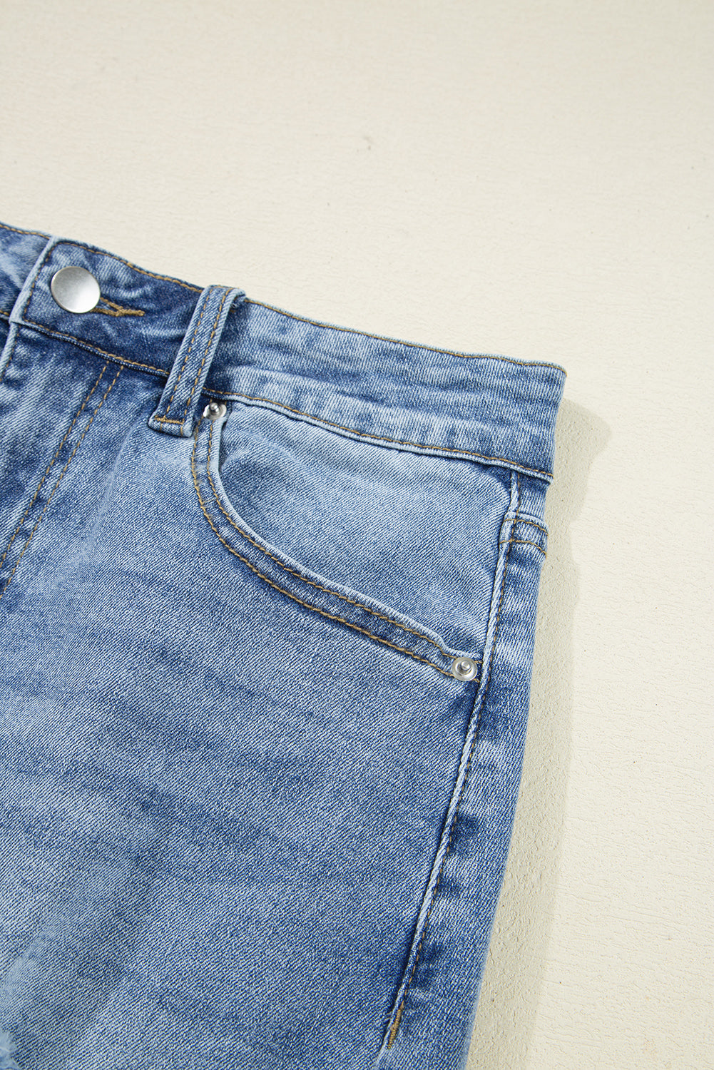Distressed High Waist Asymmetrical Denim Midi Skirt