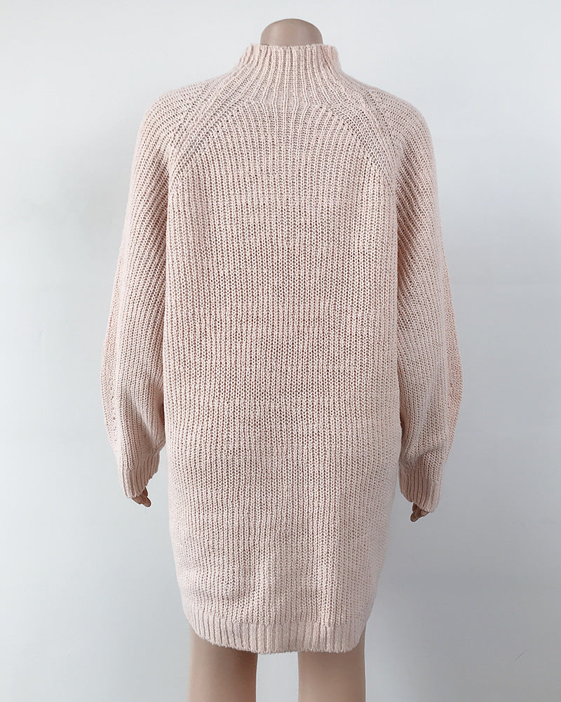 Oversized Ribbed Turtleneck Sweater Dress