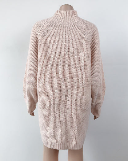 Oversized Ribbed Turtleneck Sweater Dress