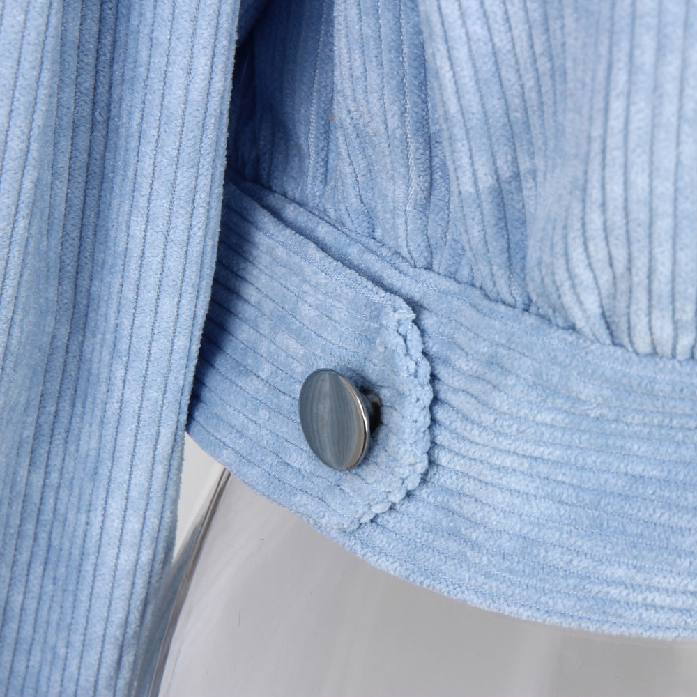 Trendy Lantern Sleeve Corduroy Jacket for Fall & Winter