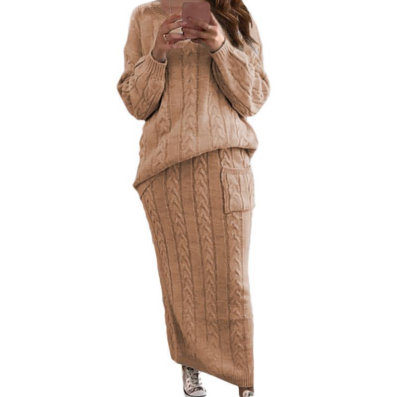 Cable Knit Sweater & Maxi Skirt Two Piece Set