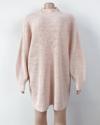 Oversized Ribbed Turtleneck Sweater Dress
